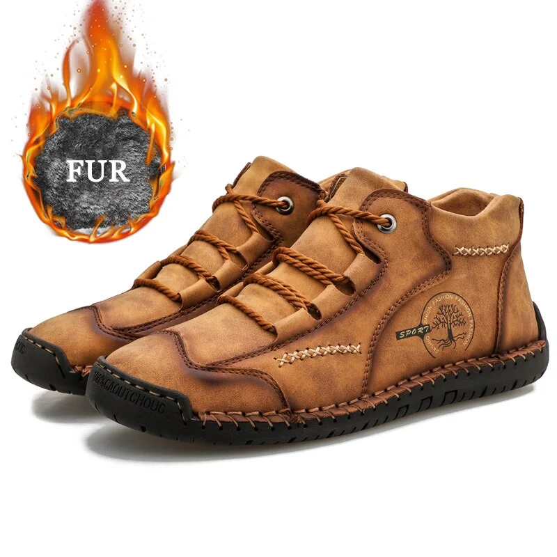 2020 Fashion Winter Men Boots Leather Handmade Ankle Boots Blue Outdoor Autumn Boots Men Casual Leather Shoes Men