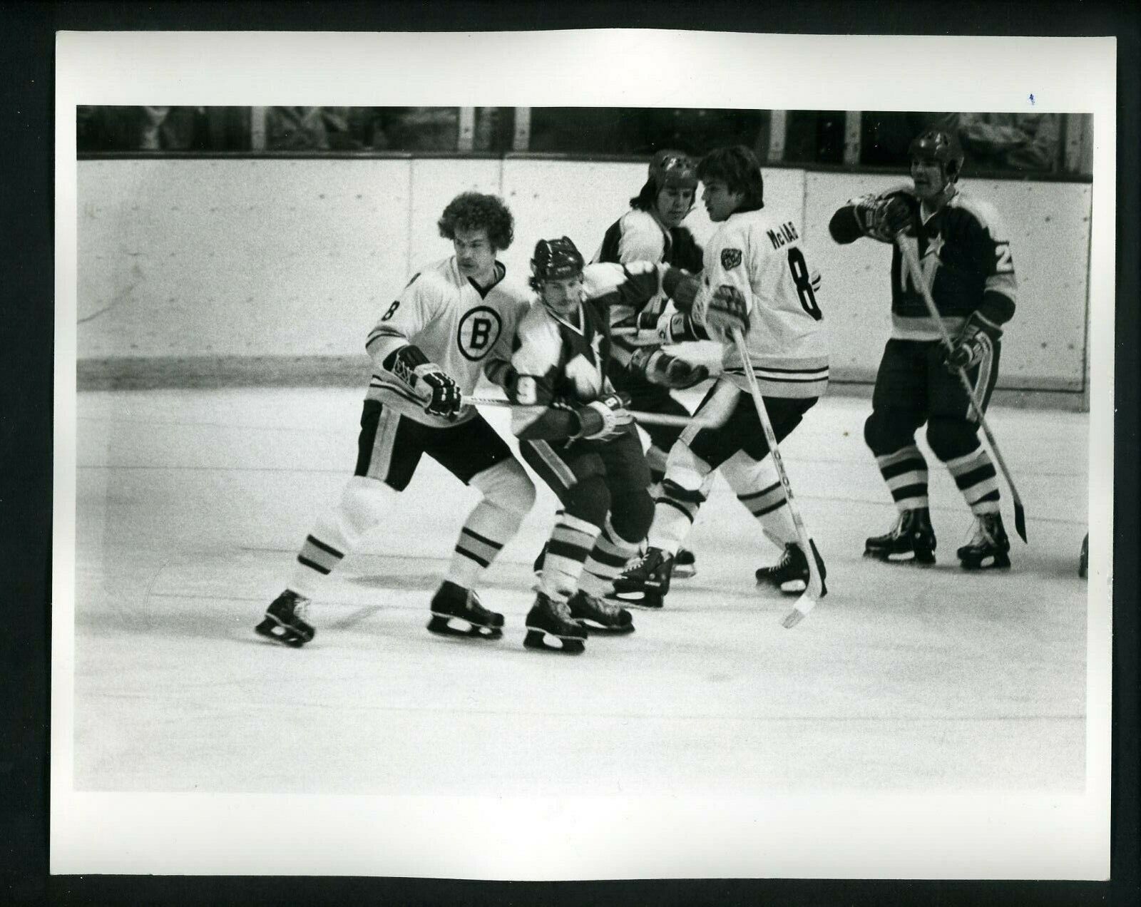 John Wensink Peter McNab 1970's Press Photo Poster painting Boston Bruins Minnesota North Stars