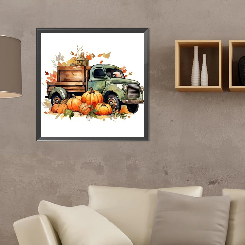 Diamond Painting - Full Round Drill - Pumpkin Lorry(Canvas|40*40cm)