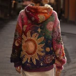 Halloween Themed Star And Moon Pearl Embroidery Gradient Hoodie - Image 2