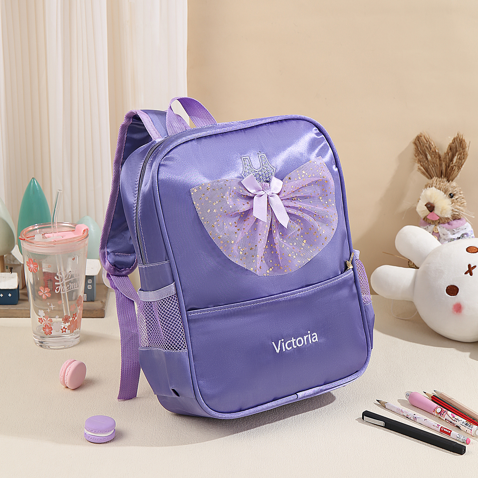 Personalised Princess Dress Style Schoolbag Custom Name Backpack Back To School Gift for Girls-Jessemade AU