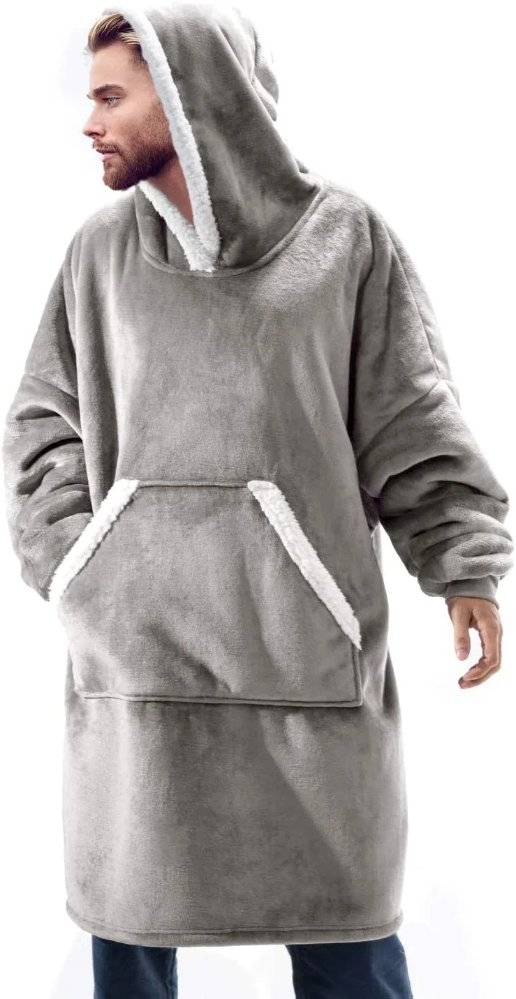 Winter Sweatshirt Men Hoodies Blanket With Sleeves Fleece Hoody Fashion Pocket Pullover Male Giant TV Blanket Hooded Hoodies