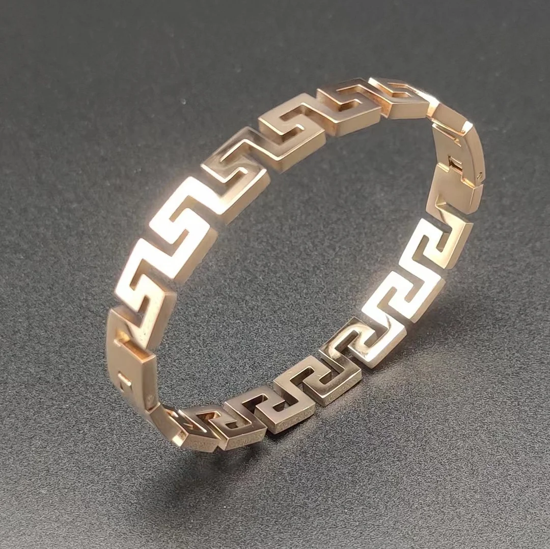 Greek Key Titanium Steel Bracelet