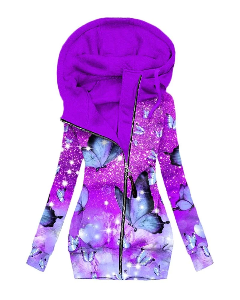 Women's Daily Vintage Print Hoodie-082602