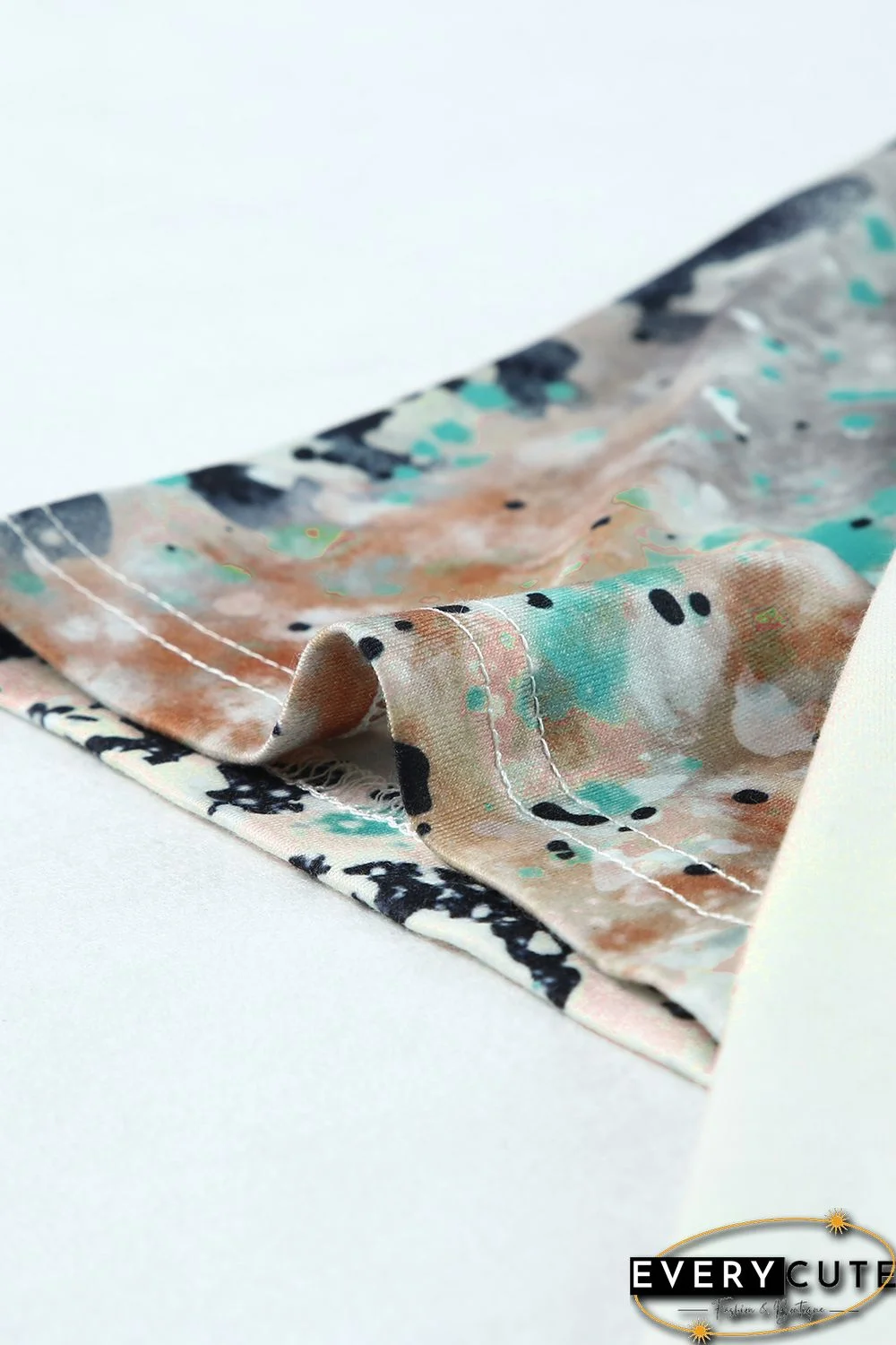 Sky Blue Leopard Tie-dye Bleached T-shirt