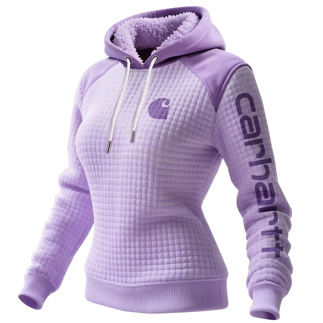 Women's Retro Western Waffle Colorblock Suede Hoodie