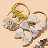 5PCS Cute Blue Cream Beige Bowknot Hair Head Bands Set for Babies