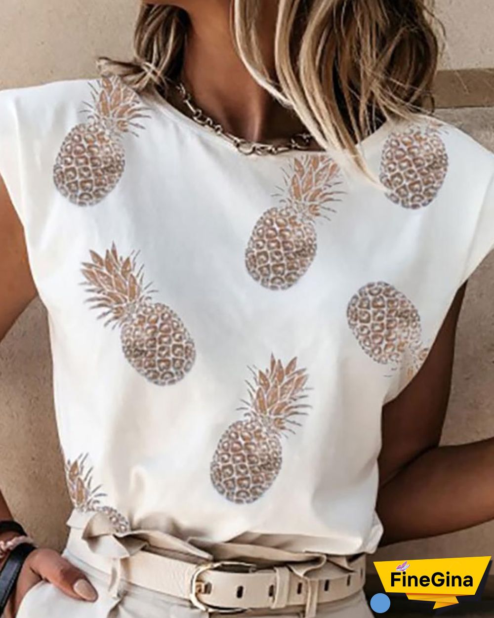 Letter Pattern / Pineapple / Heart Print Casual Tank Top P13197
