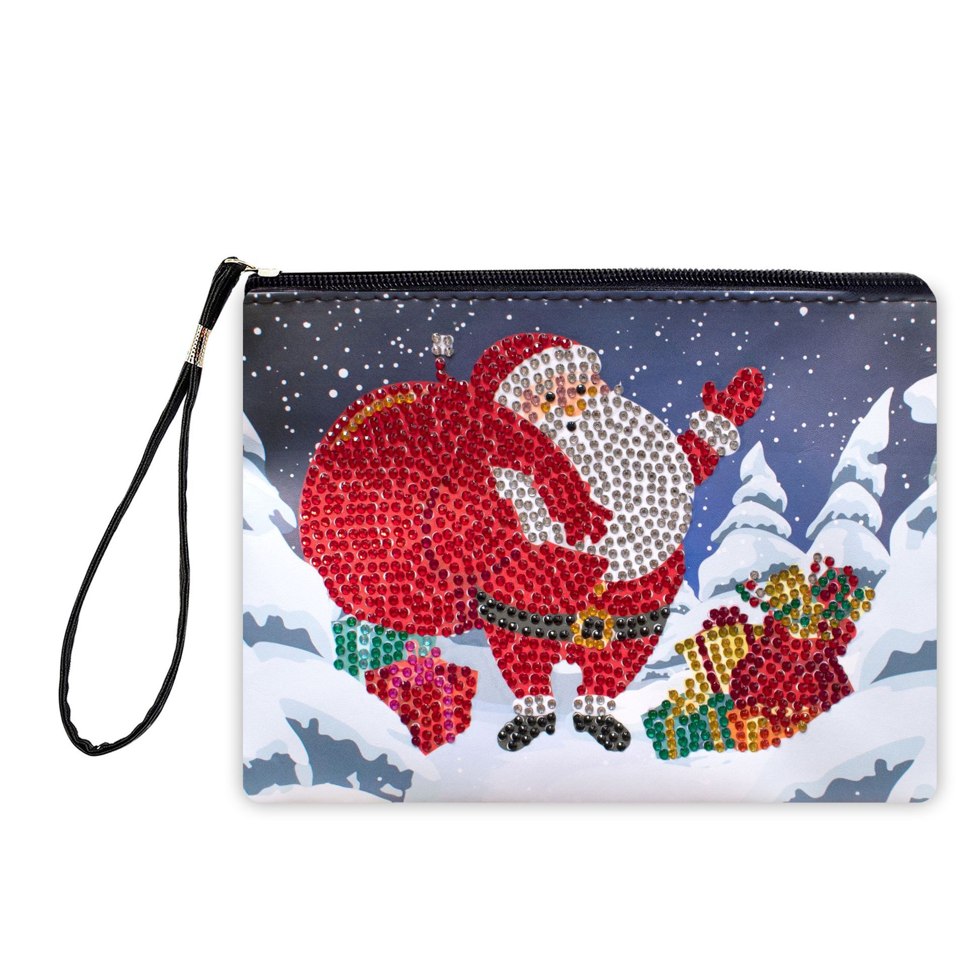 New 5D DIY Diamond Painted Handbag for Foreign Trade, Makeup Bag, Christmas Style Handmade Diamond Art Craft Bag