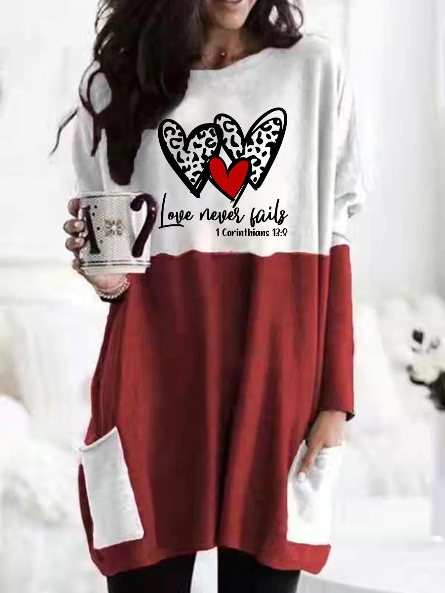 Love Never Fails Color Block Long Sleeve T-shirt