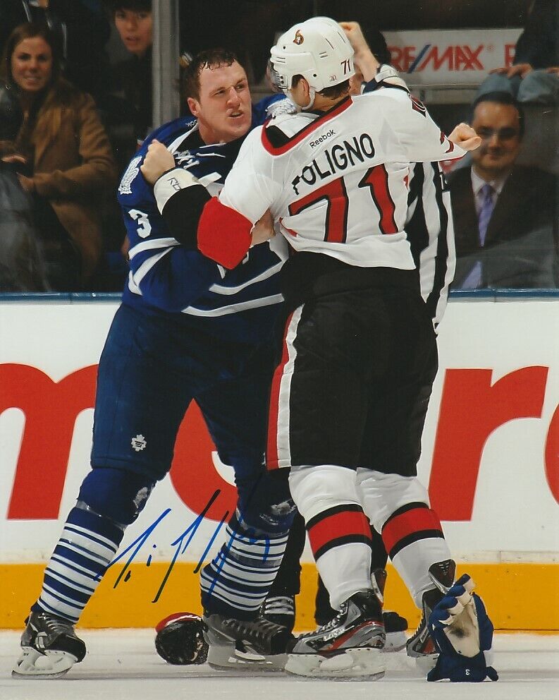 DION PHANEUF SIGNED TORONTO MAPLE LEAFS HOCKEY FIGHT 8x10 Photo Poster painting! EXACT PROOF!