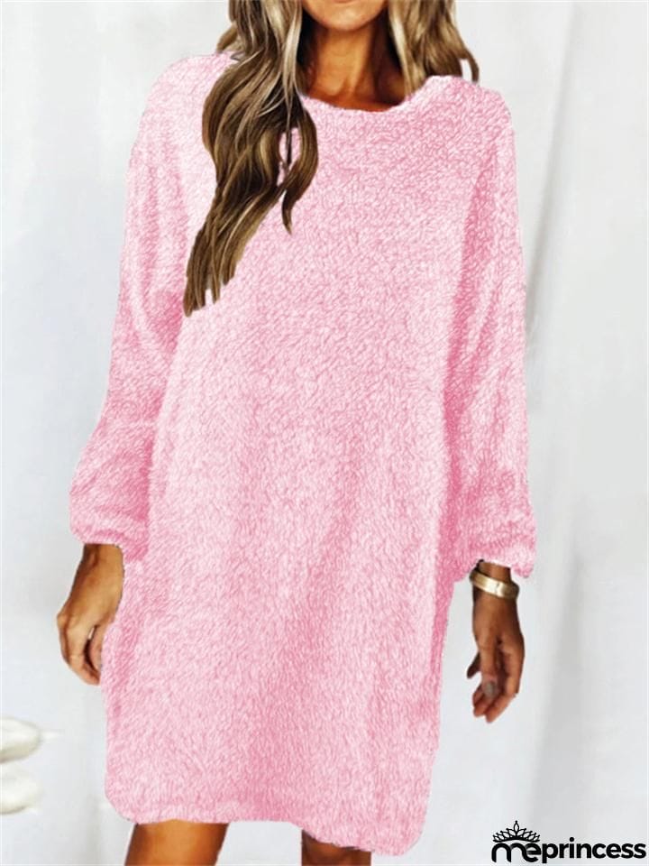 Women's Winter Casual Daily Wear Loose Thermal Plush Dresses
