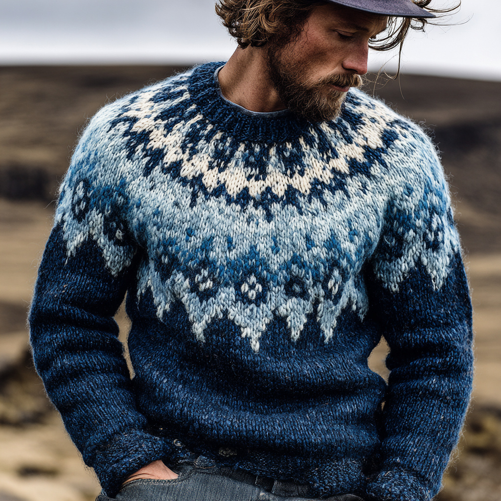 Vintage Fair Isle Norwegian Knit  Jacquard Crew Neck Sweater elevenforest