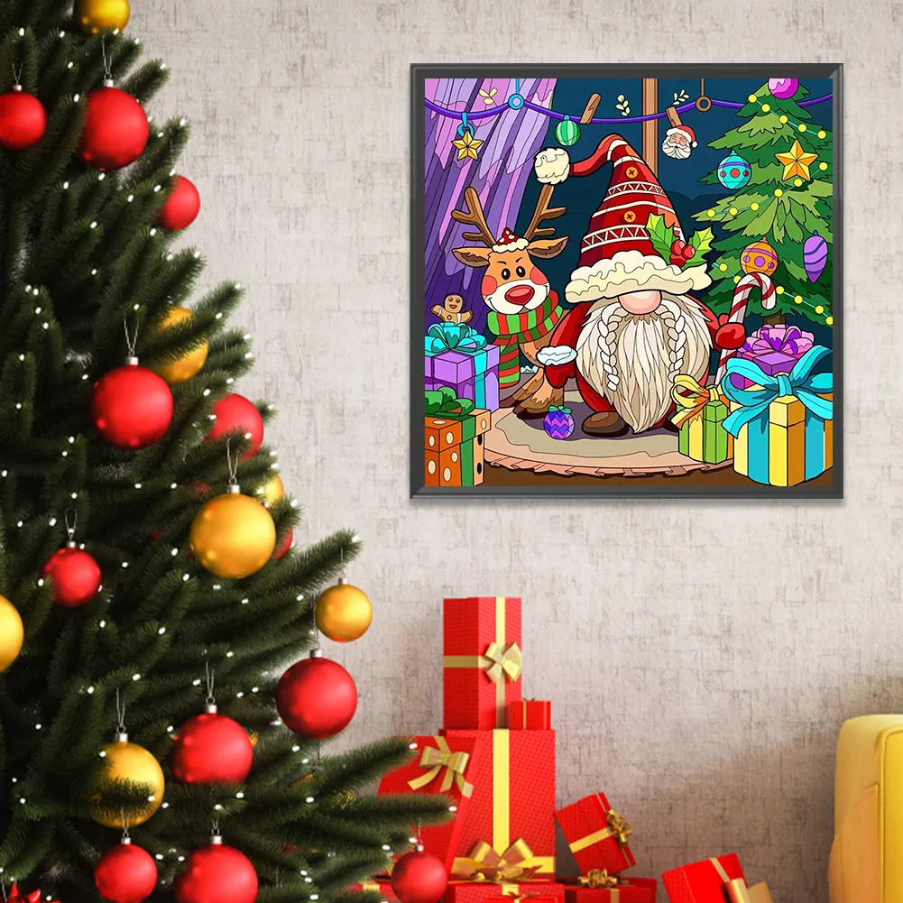 Partial AB Diamond Painting - Full Round Drill - Christmas Gnome(Canvas|45*45cm)