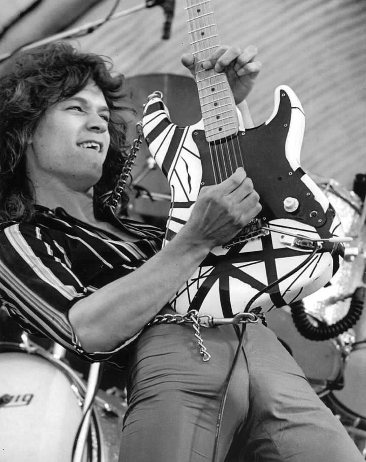 Very early EDDIE VAN HALEN 8x10 Photo Poster painting - TOO COOL! Guitar