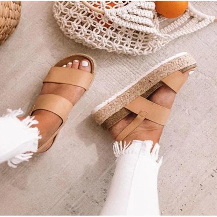 Breakj Women Sandals 2019 Platform Sandals Wedges Shoes Ladies Peep Toe Gladiator Sandalias Mujer Summer Shoes Linen Wedge Heel Sandals
