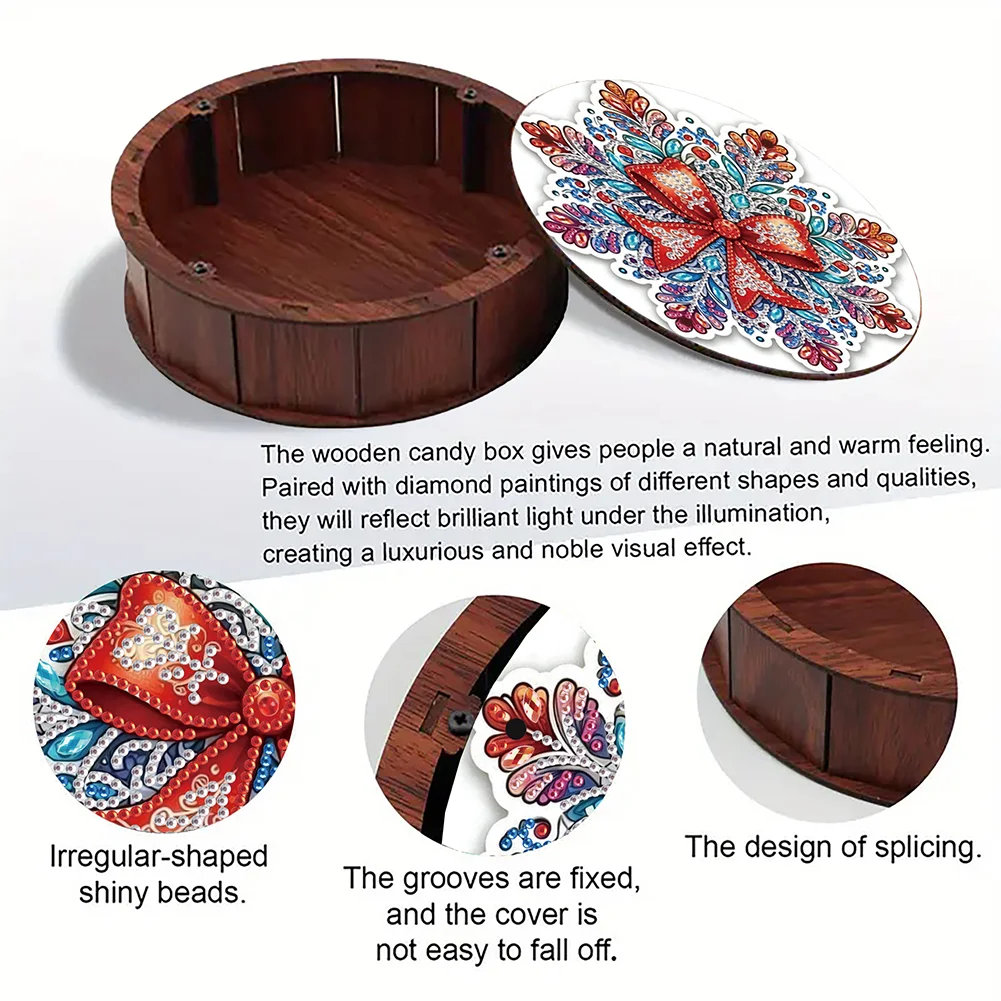 DIY Diamond Painting Storage Box Rhinestones Decorative Snack Case Kit (Bow)