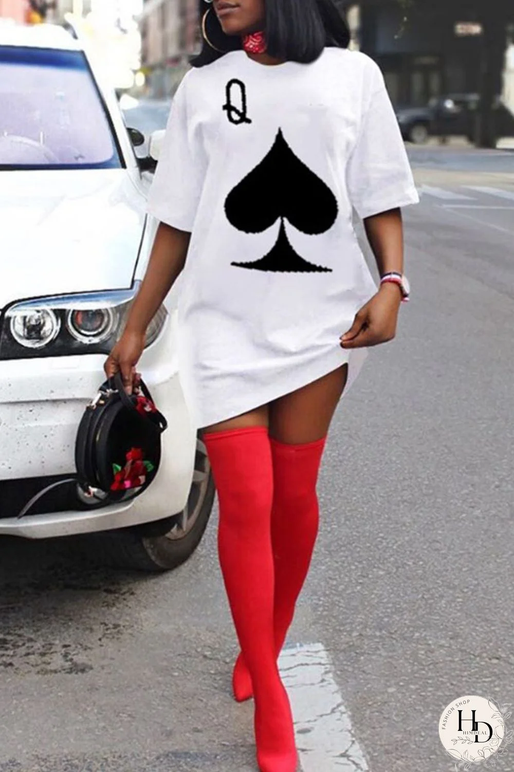 Black Casual Street Print Patchwork O Neck T-shirt Dress Plus Size Dresses