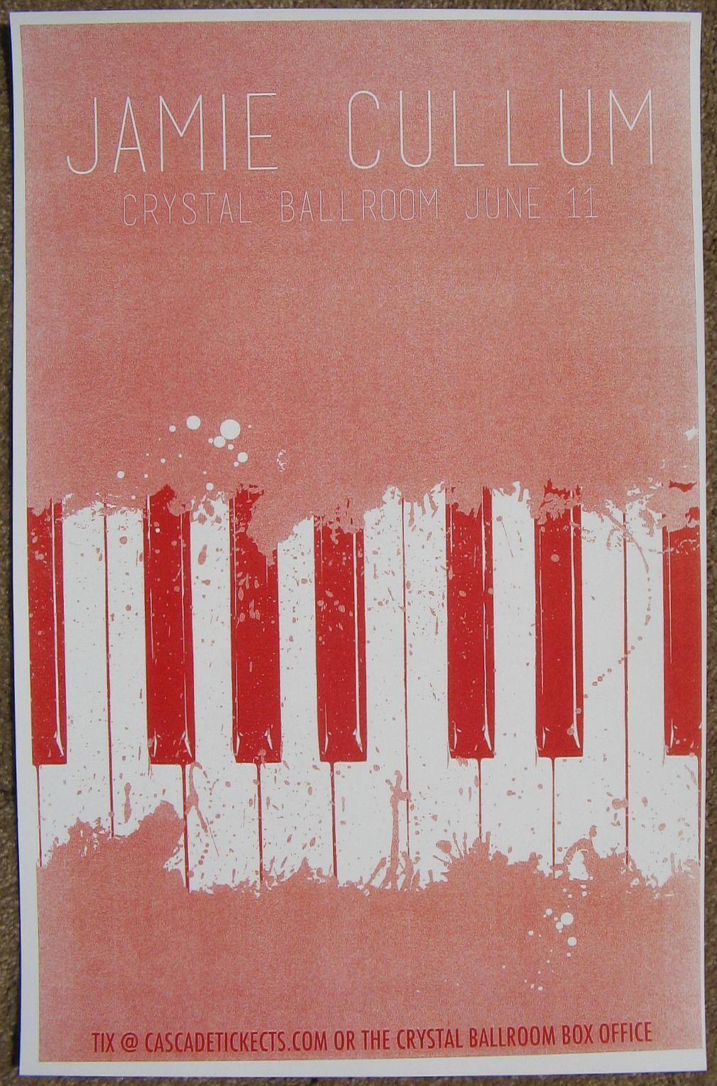 JAMIE CULLUM 2014 Gig POSTER Portland Oregon Concert