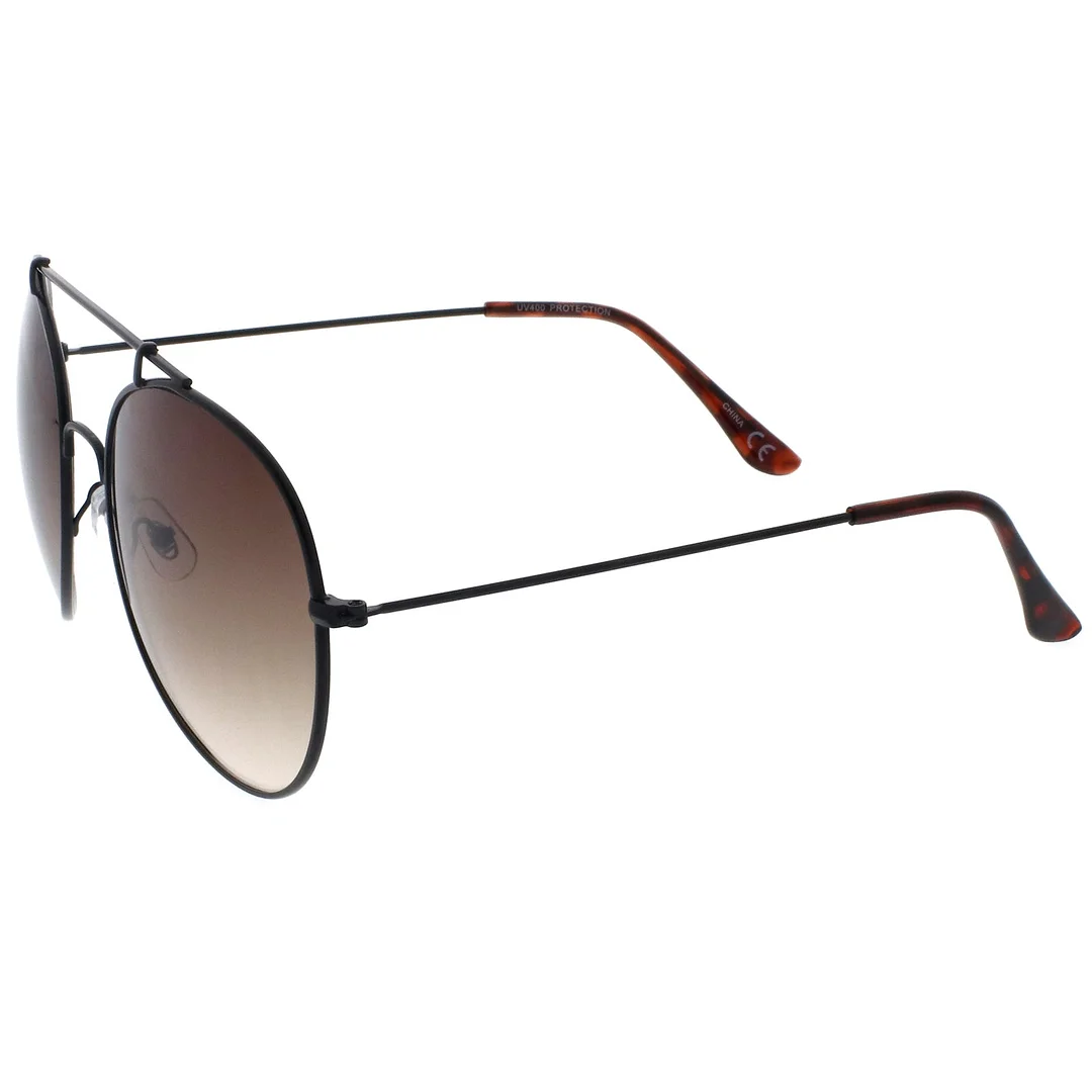 Oversize Metal Double Nose Bridge Slim Arms Gradient Round Lens Aviator glasses 64mm