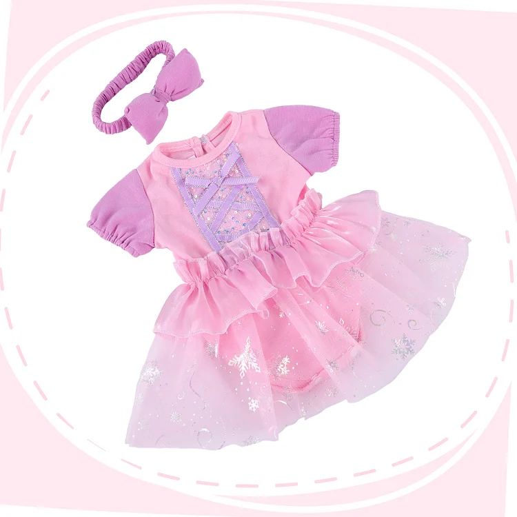 17''-22'' Inches Newborn Baby Dolls Girl Pink Princess Dress 2pcs Set Outfits Accessories Rebornartdoll® RSAW-Rebornartdoll®