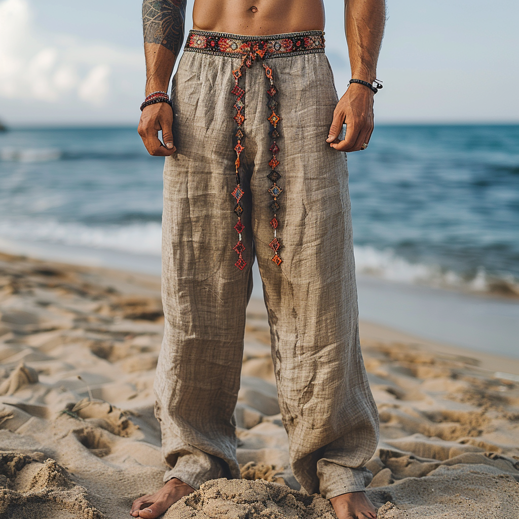 Retro Loose Breathable Men's Linen Casual Pants