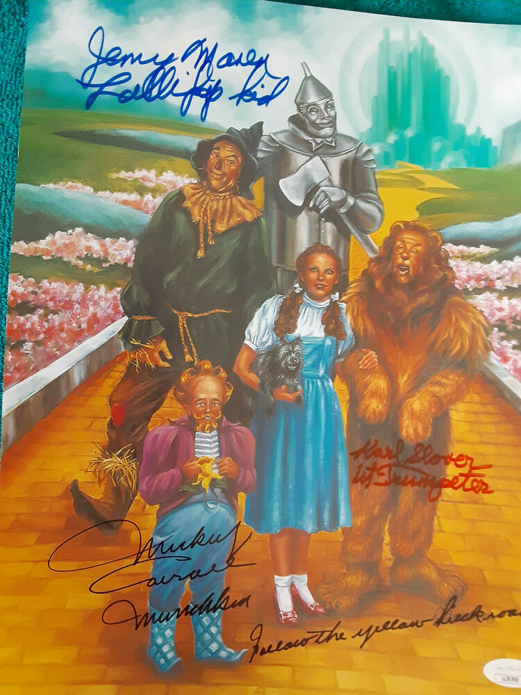 Wizard Of Oz  Munchkins Autographed 11x14 color Photo Poster painting JSA Certified Follow YBR