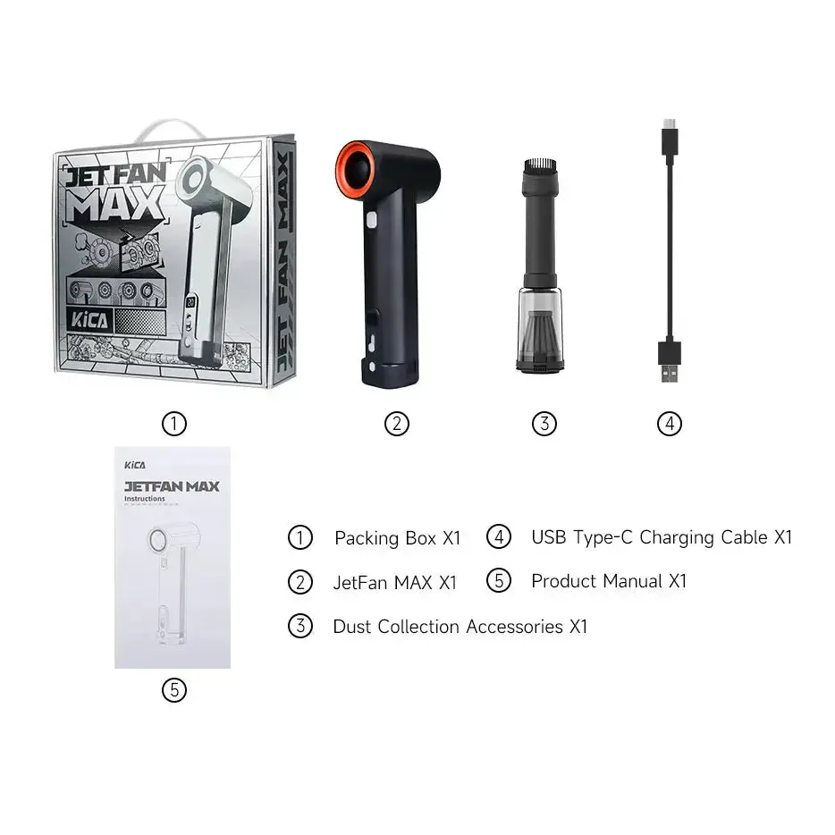 KiCA Jet Fan Max | 785W Air Blower, Car Dryer & Vacuum Kit