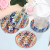 (US Local)[Upgrade]4Pcs Acrylic Special Shape Lion DIY Waterproof Diamond Painting Coaster