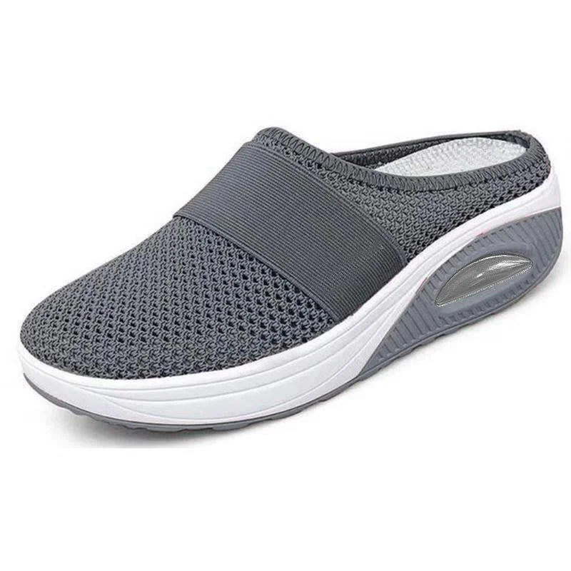 Yyvonne Summer No Heel One-Legged Pedaled Women's Shoes Lazy Shoes Large-Size Thick-Soled Shoes Air Cushion Mesh Breathable Half-Slipper Woman
