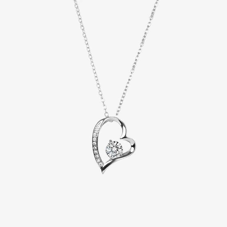 For Mom - I'll Always Be Your Little Boy Heart Diamond Necklace