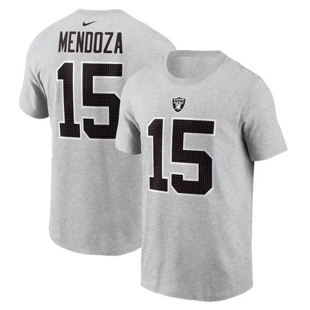Men's Las Vegas Raiders #15 Fernando Mendoza Nike Heather Gray Name & Number T-Shirt