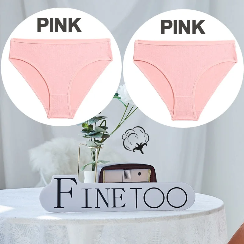 FINETOO 1/2PCS Sexy Panties Women Underwear Cotton Panties Female Underpants Solid Color Soft Woman Briefs M-XL Pantys Lingerie