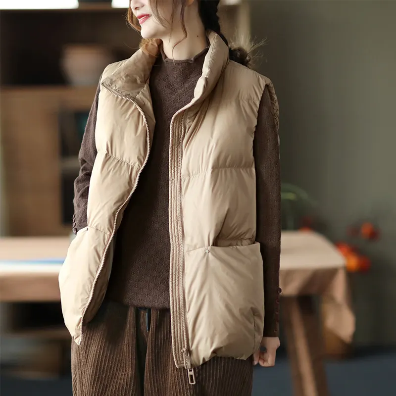 Uveng Uveng New Down Cotton Han Version Of Autumn And Winter Loose Thin Horse Clip Women's Fashion Vest Top