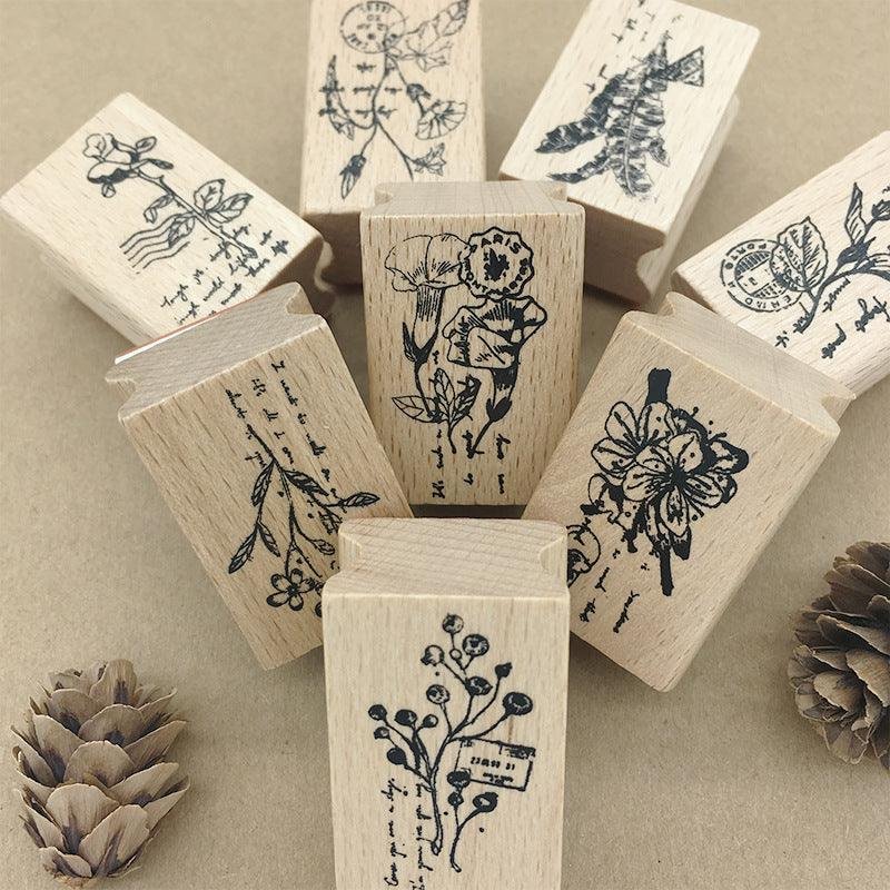 Flowers & Grass Wooden Stamps-Himinee.com
