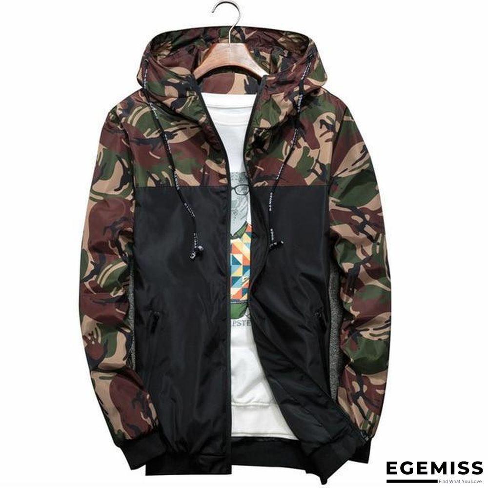 Men's Camouflage Military Casual Zipper Windbreaker Jackets Hooded Coats | EGEMISS