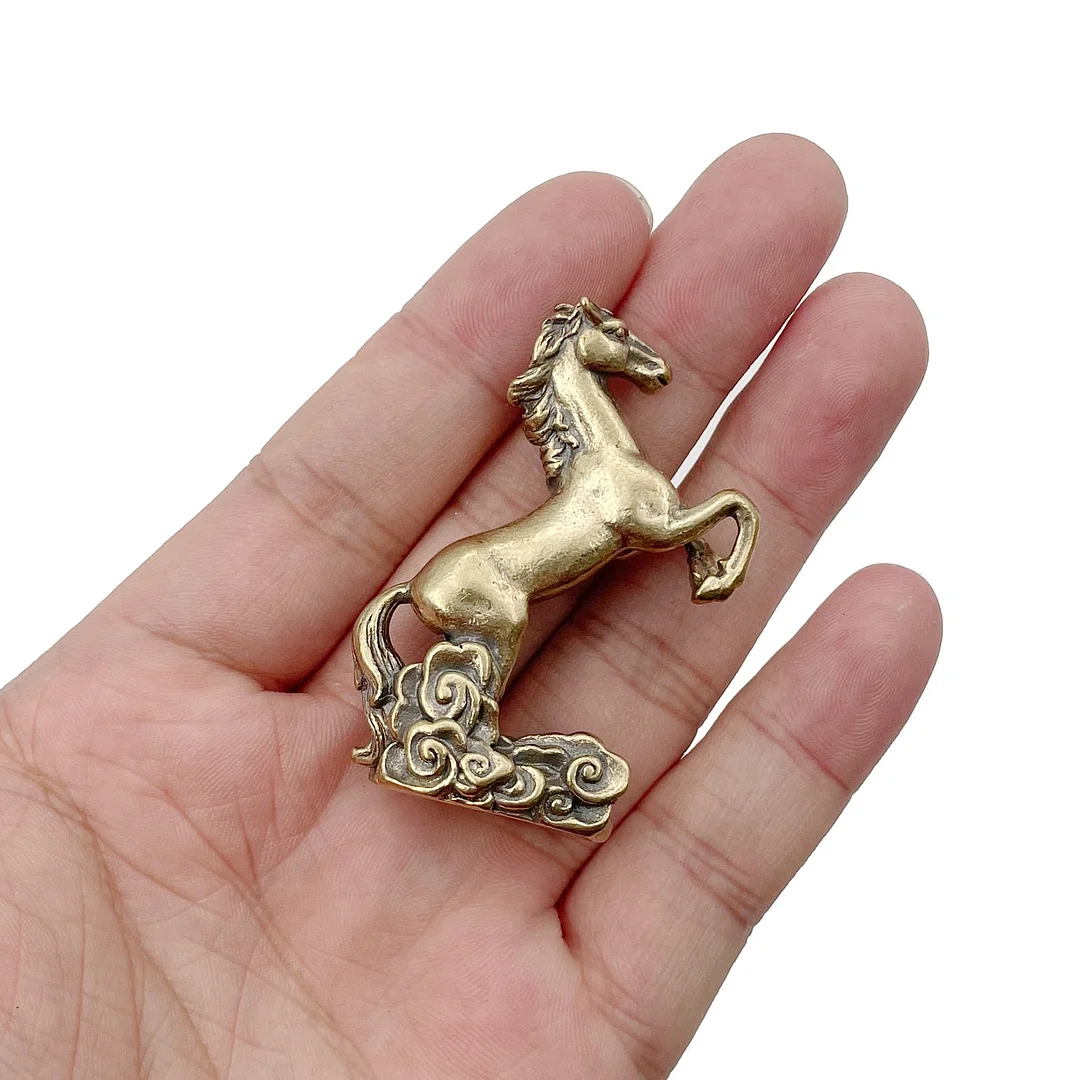 Copper Running Horse Sculpture Ornaments Retro Brass Animal Feng Shui Small Statue Office Desk Home Decorations Figurines