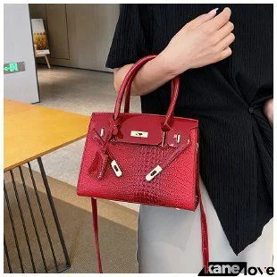 Women Fashion Crocodile Pattern Large Capacity Handle Crossbody Bag