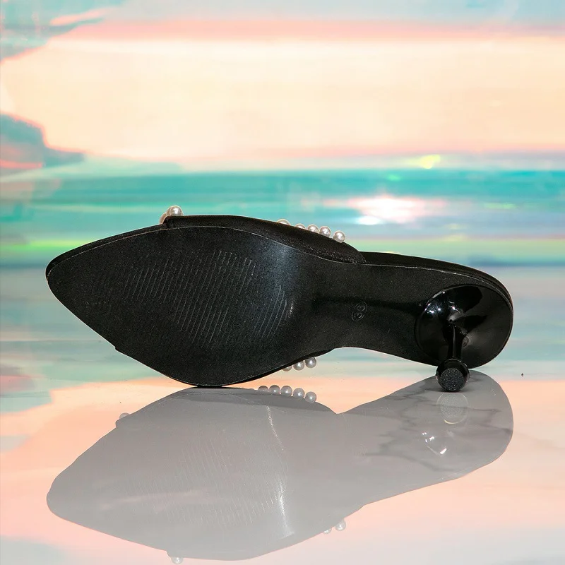 Yyvonne Temperament Pearl Fine Sandals New Sexy Girl High Heel Toe A Word Cool Drag