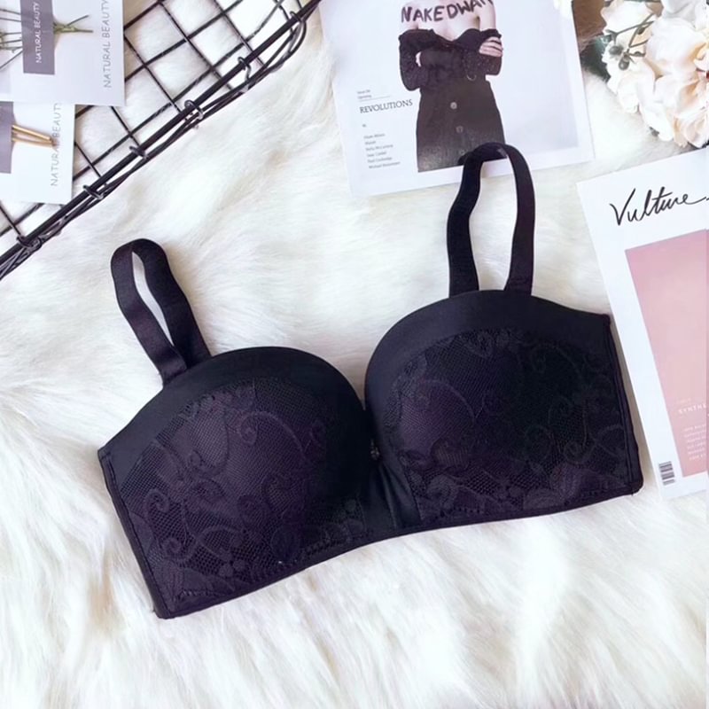 Invisible Underwear Thick Gathers No Steel Ring Lace Strapless Bra  