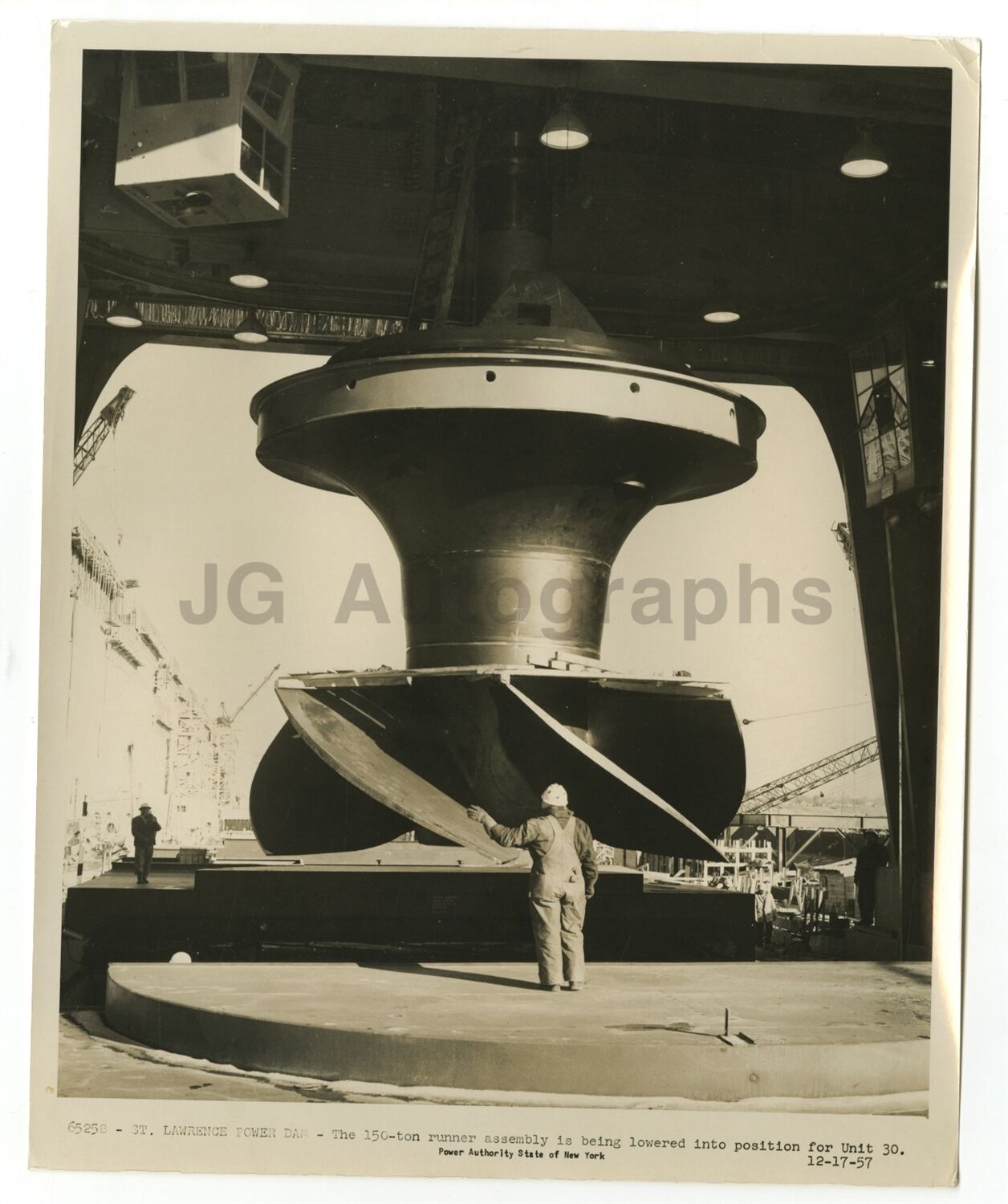 New York Power Authority - Vintage Photo Poster painting St. Lawrence Power Dam Assembly - 1957