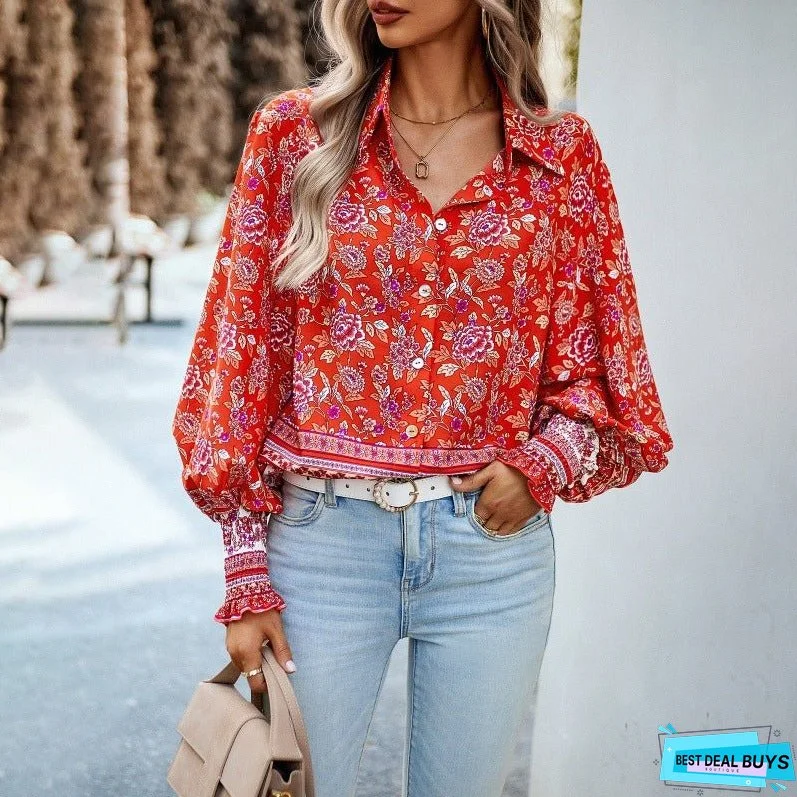 Printed Shirt Women's Long Sleeve