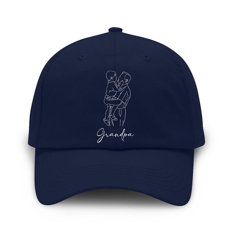 Custom Photo - Personalized Grandpa Embroidered Classic Cap For Father's Day Gift