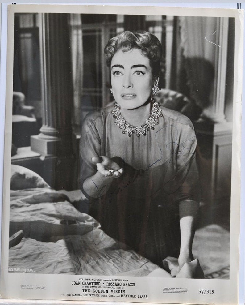 JOAN CRAWFORD SIGNED Photo Poster painting The Golden Virgin Mommie Dearest wcoa