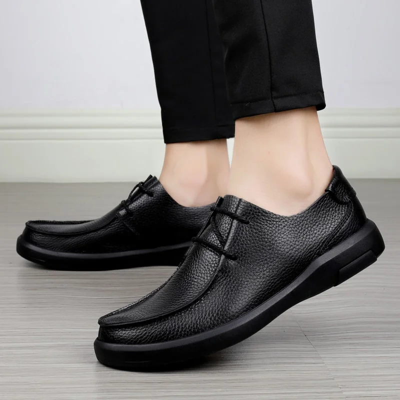 Christmas Gift Men Oxfords Genuine Leather Dress Shoes Brogue Lace Up Mens Casual Shoes Luxury Brand Moccasins Loafers Men 2021 Plus Size 37-47
