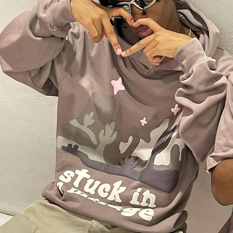 Retro Leisure Fun Printed Hoodie、、URBENIE
