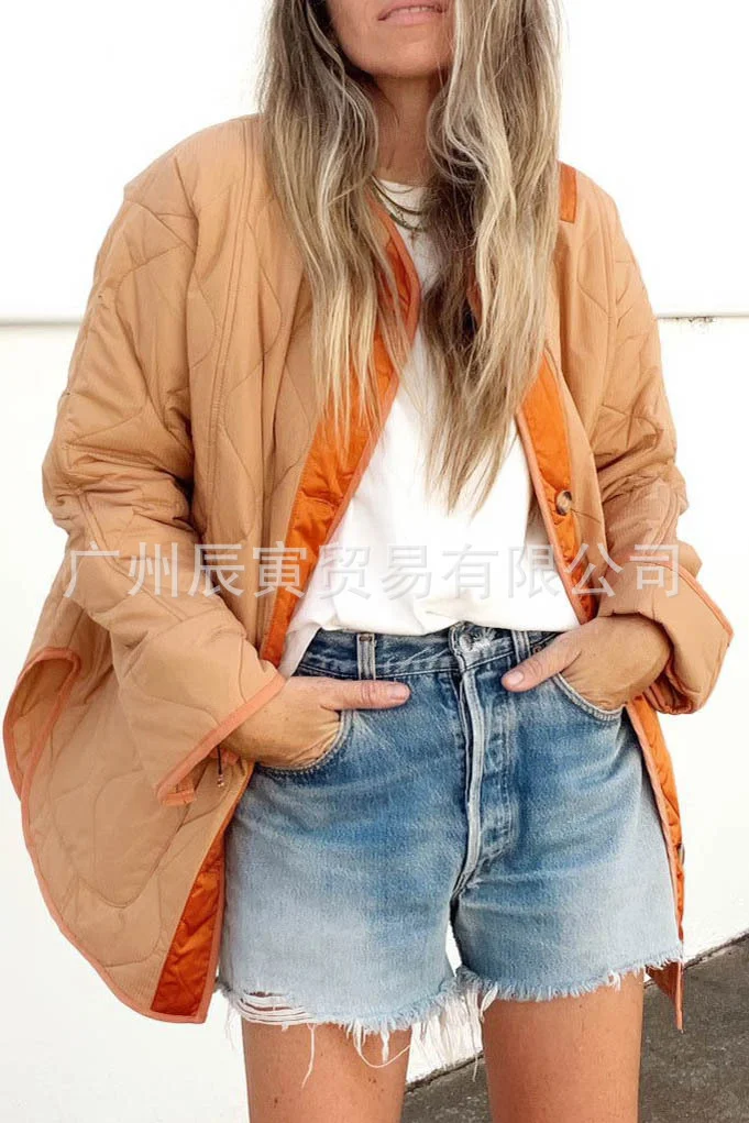 Woherb The Ins New Ladies Autumn Winter Coat · Loose Hourglass Quilted Color Double Pouch Jacket-Outfit Ideas