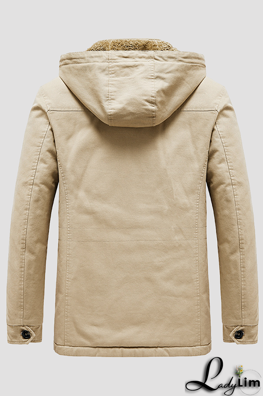 Earth Yellow Casual Solid Pocket Buckle Hooded Collar Outerwear