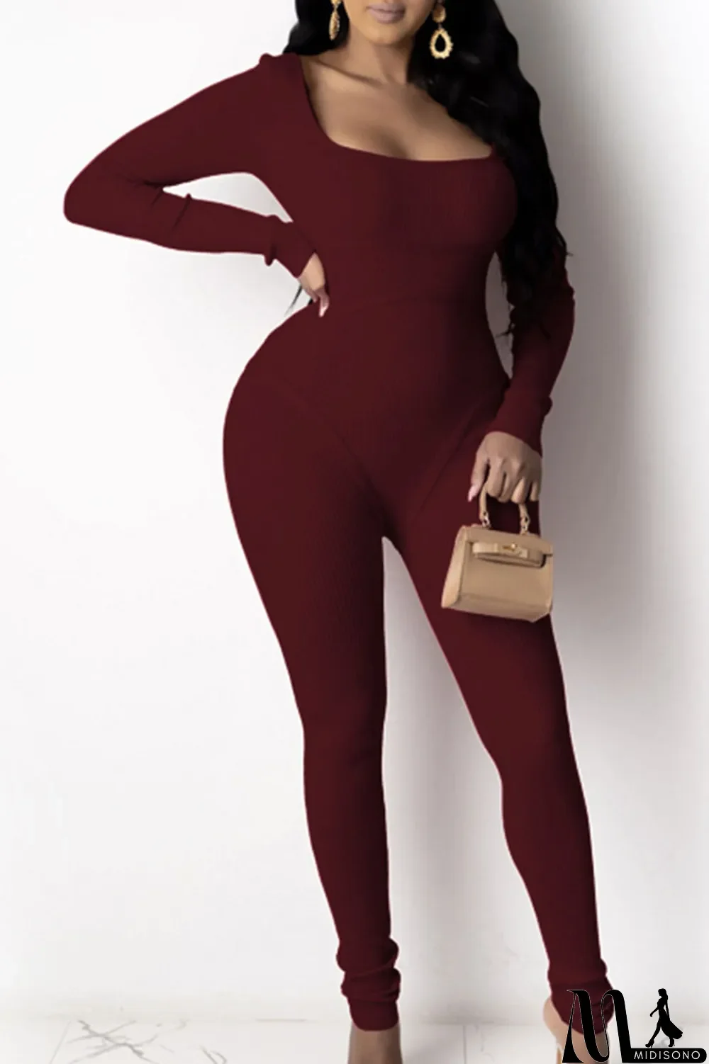 MidiSono - purple Street Pit Article Fabrics O Neck Jumpsuits