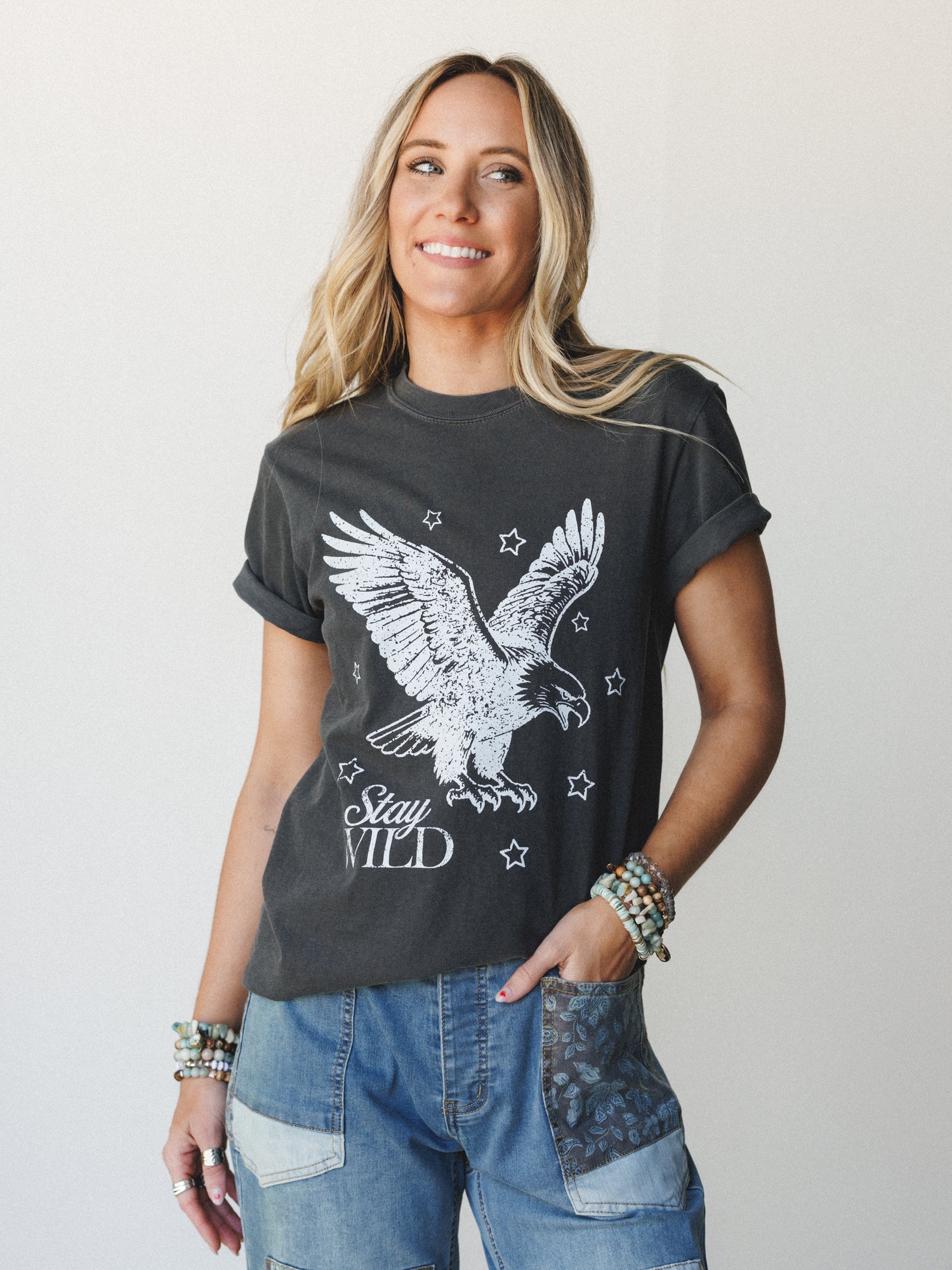 The Nest Stay Wild Graphic Tee - Pepper